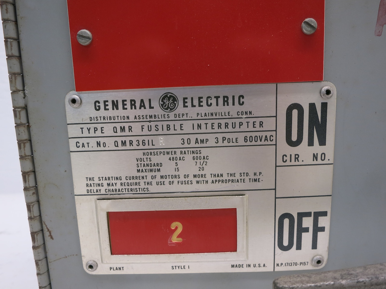 GE QMR 30/100A THFP Twin Fused Panelboard Switch Dual QMR361L + QMR363 100 Amp (DW7880-1)