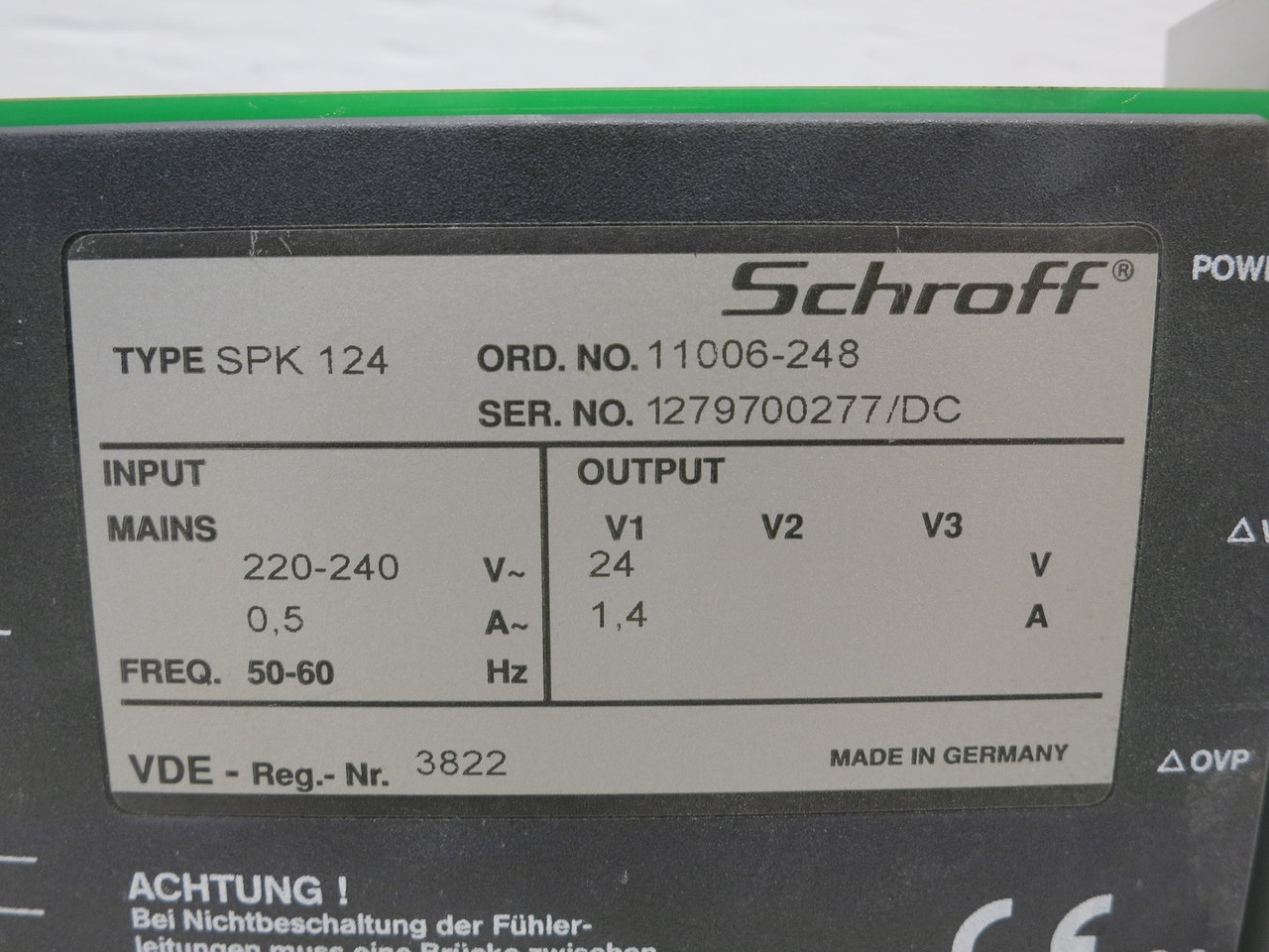 Schroff SPK 124 GEDevelop GFM Power Supply PLC Module 24V Out 11006-248 SPK124 (DW7884-1)