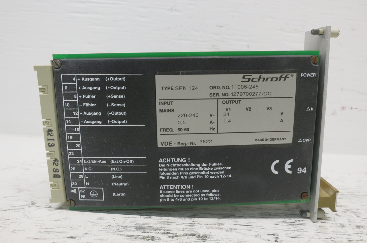 Schroff SPK 124 GEDevelop GFM Power Supply PLC Module 24V Out 11006-248 SPK124 (DW7884-1)