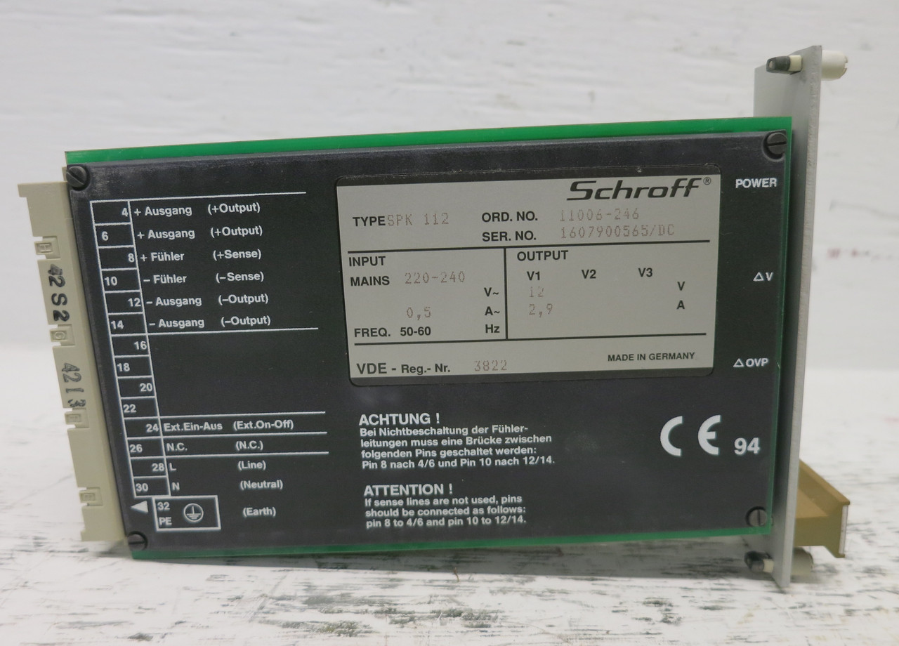 Schroff SPK 112 GEDevelop GFM Power Supply PLC Module 12V Out 11006-246 SPK112 (DW7886-2)