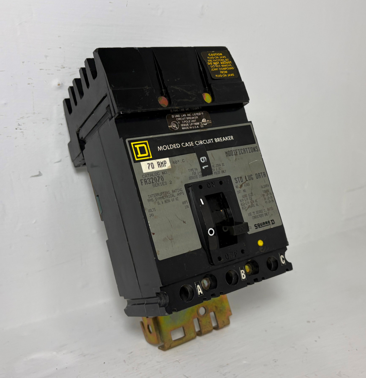 Square D I-Line FA32070 70A Circuit Breaker 240 VAC 3 Pole Type FA 70 Amp 3P (EM5776-2)