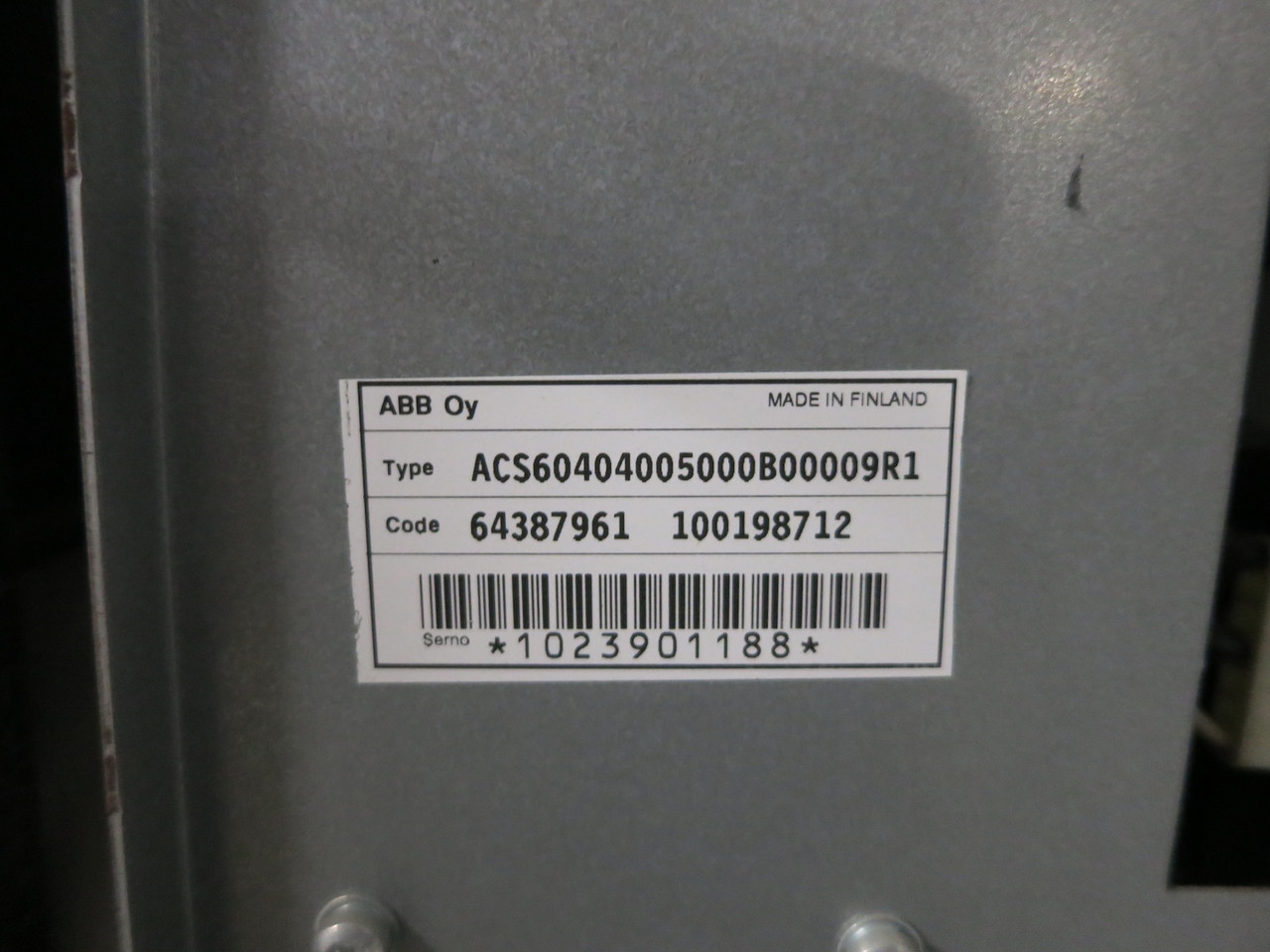 ABB ACS607-0400-4 400 HP AC VS Drive ACS-600 VFD ACS60404005 ACS600 Cabinet (DW7898-1)