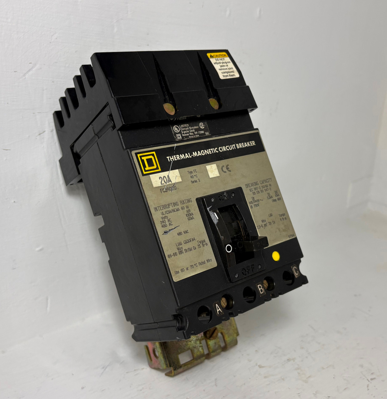 Image of Square D I-Line FC34020 20A Circuit Breaker 480 VAC 3 Pole Type FC S3 20 Amp 3P