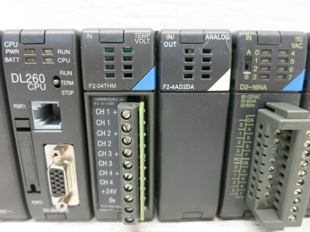 Direct Logic 205 PLC Rack D2-06B-1 PS D2-260 DL260 CPU I/O Modules Koyo Facts (DW7903-1)