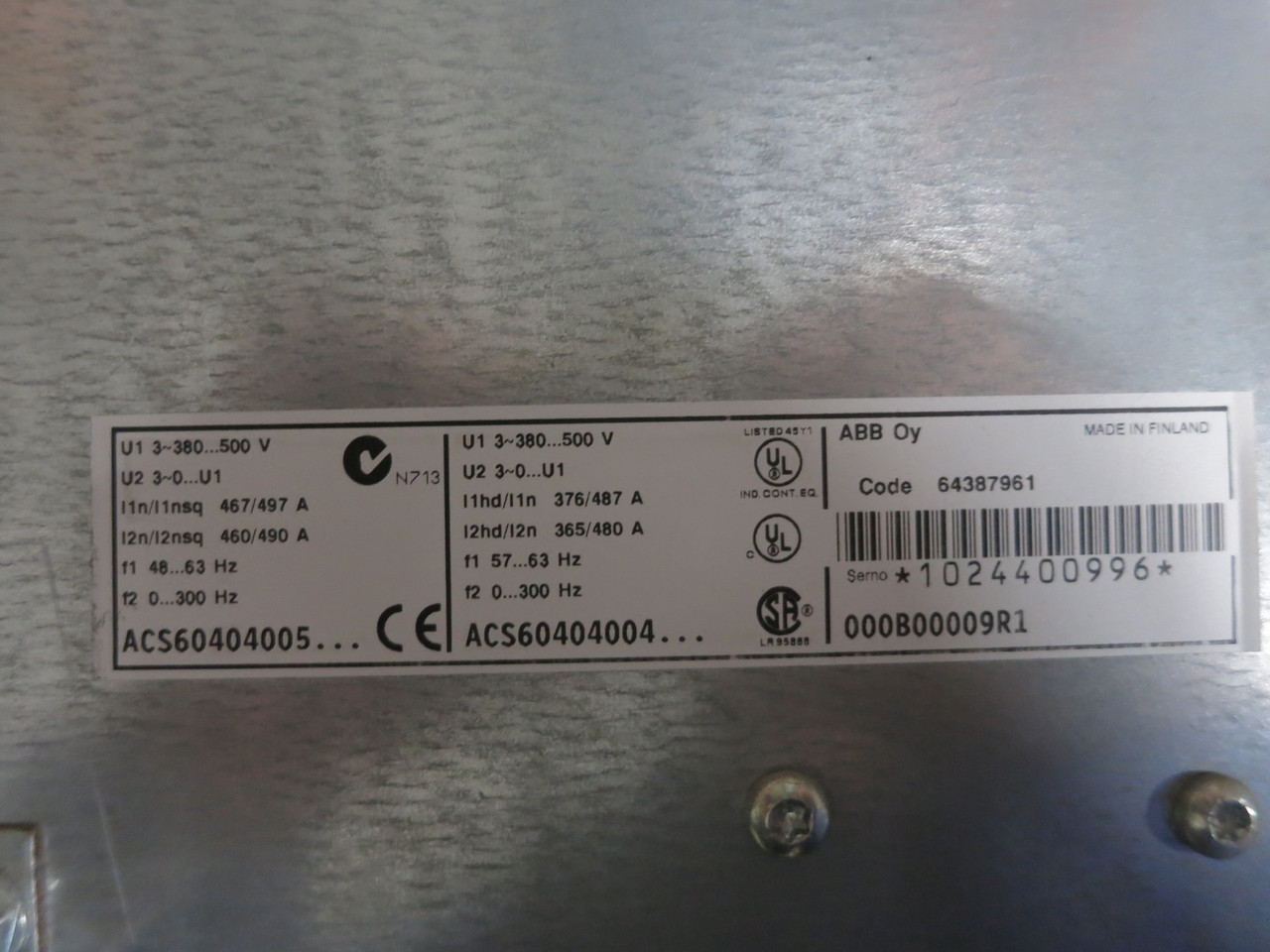 ABB ACS604-0400-5 400 HP AC VS Drive ACS-600 VFD ACS60404005 ACS600 Module (DW7907-1)