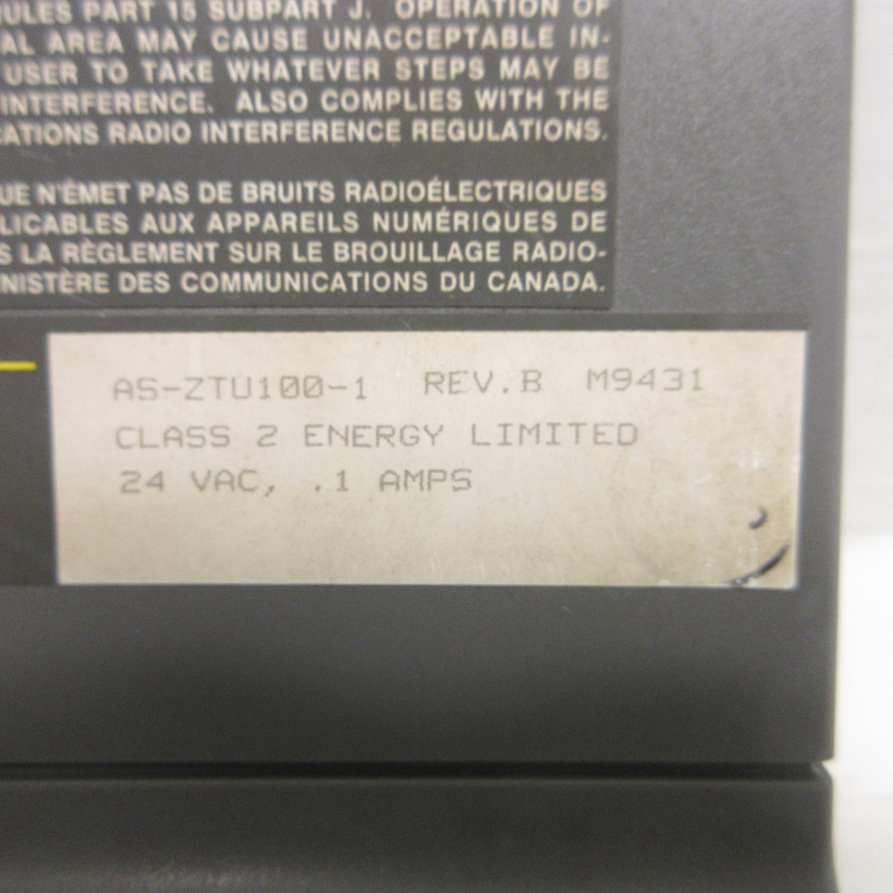 Johnson Controls AS-ZTU100-1 (Rev B) Zone Terminal Display Class 2 24VAC 1 Amp (AH0945-1)