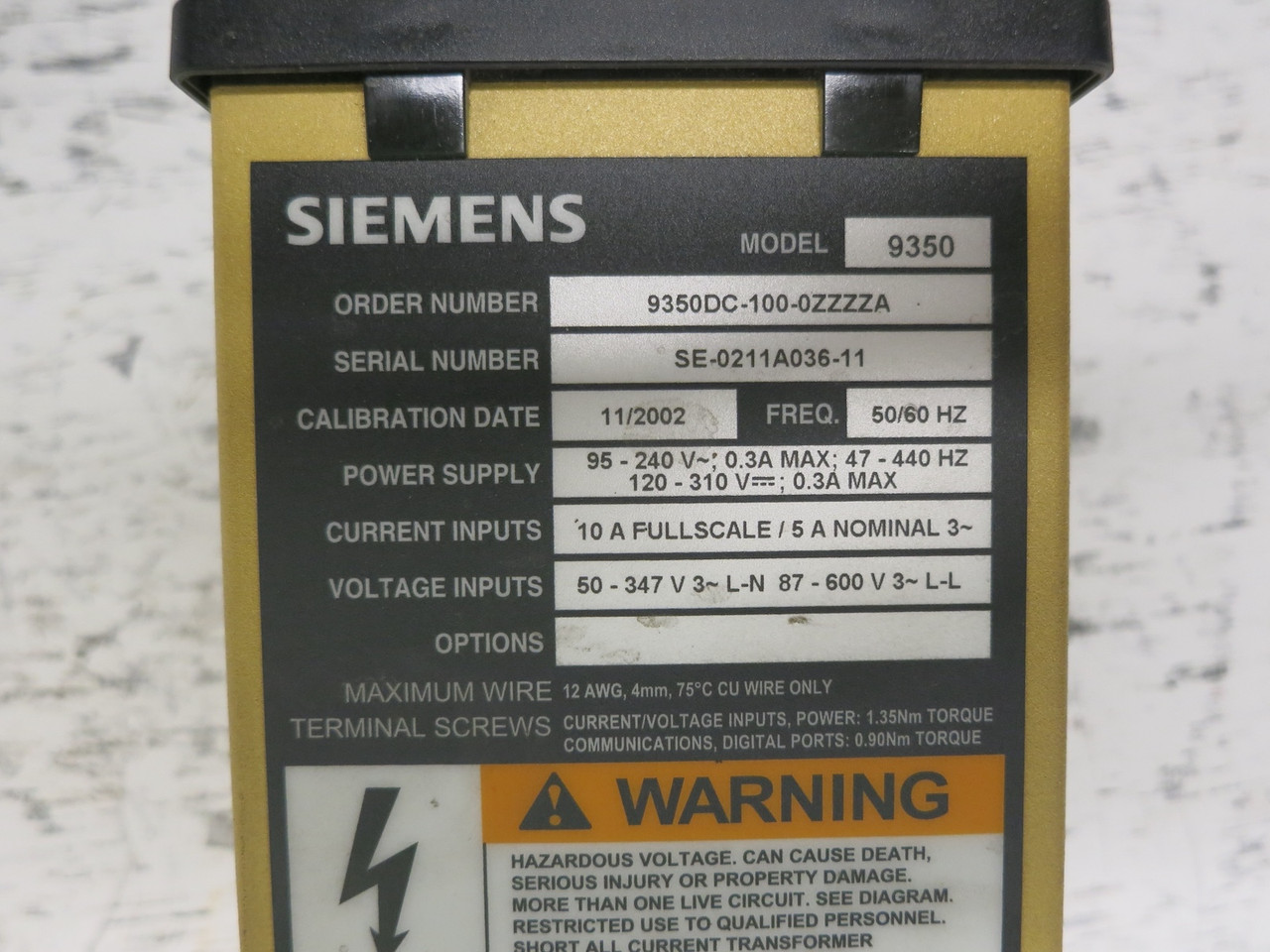 Siemens 9300 9350DC-100-0ZZZZA Advanced Power Meter ION Display Access 9350 (DW7909-1)