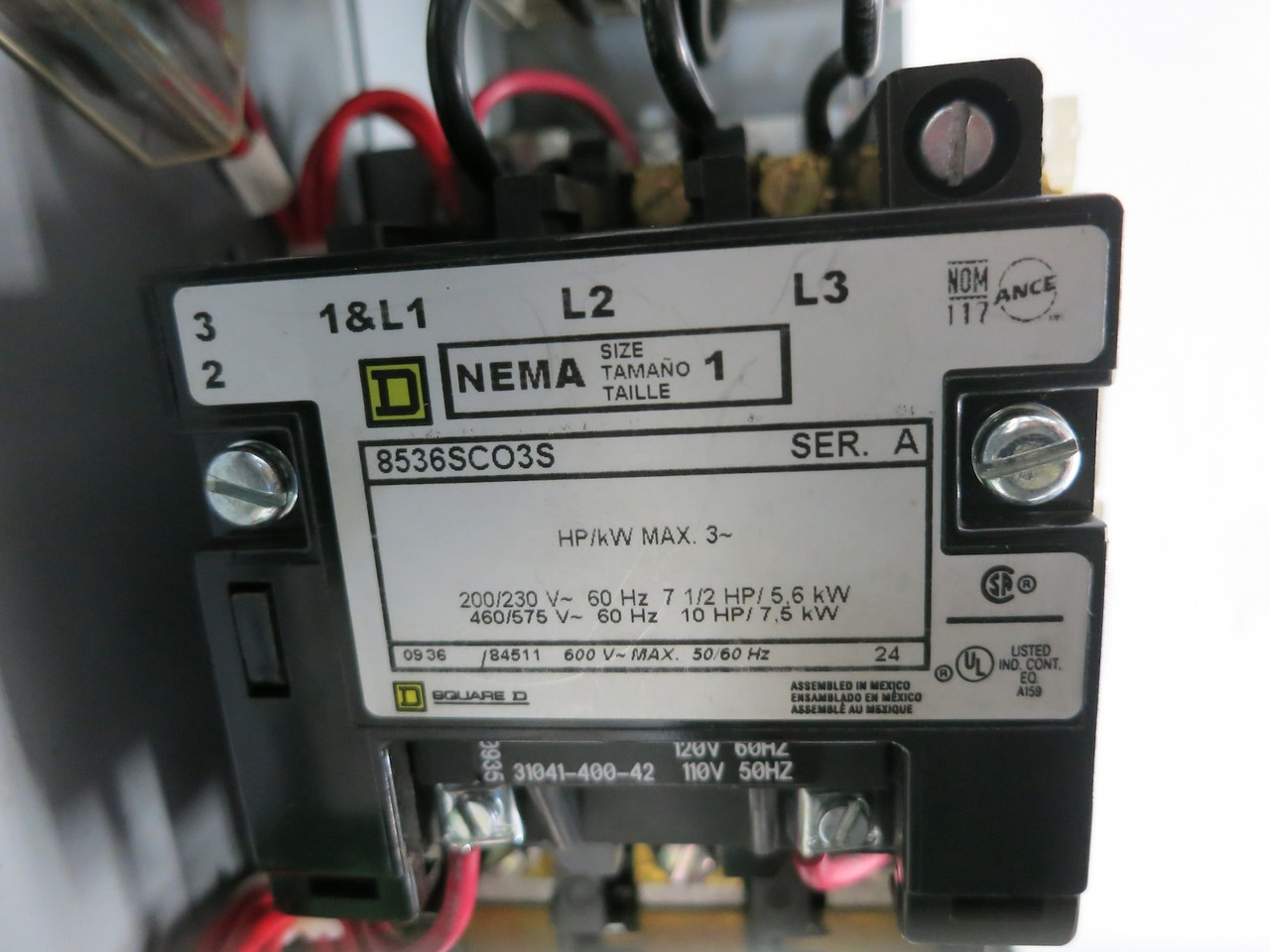 Square D Model 6 7A Breaker Size 1 Starter 6" Compact MCC Bucket 7 Amp GJL 8536 (DW7924-14)