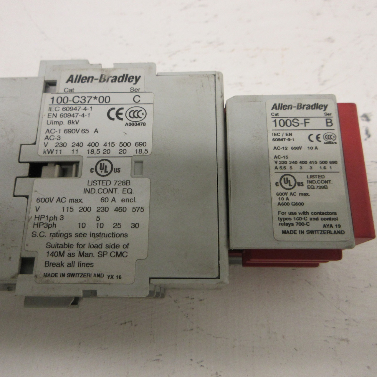 Allen Bradley Guardmaster 100S-C37KD22C Safety Contactor 37 Amp 3 Pole 600VAC (AH0961-2)