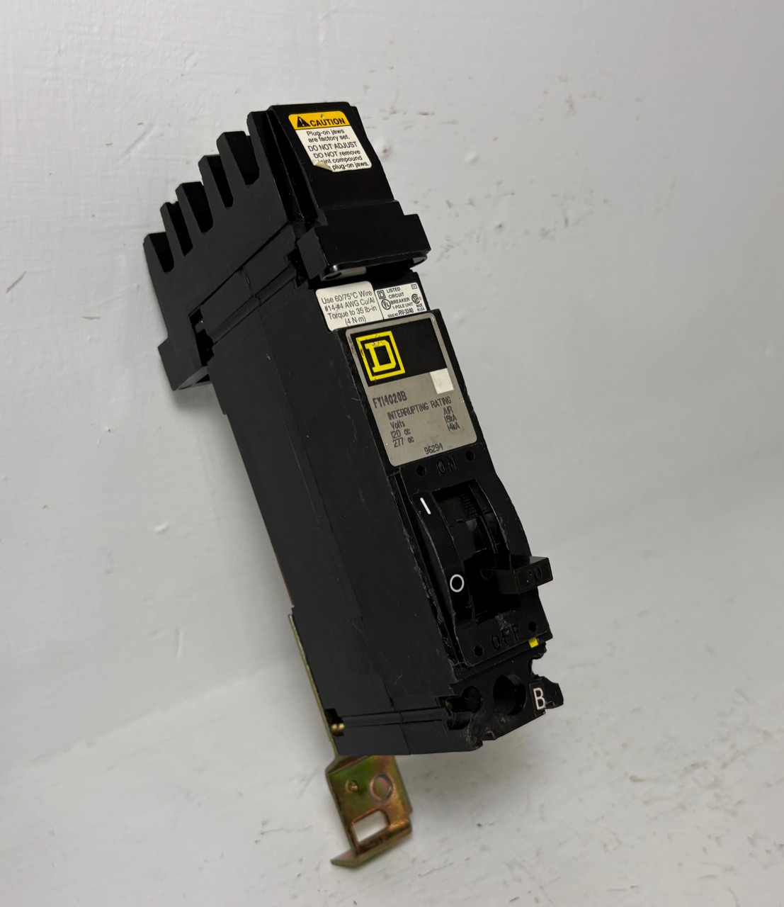 Image of Square D I-Line FY14020B 20A 1 Pole Circuit Breaker Thick 277V FY14020 1P 20 Amp