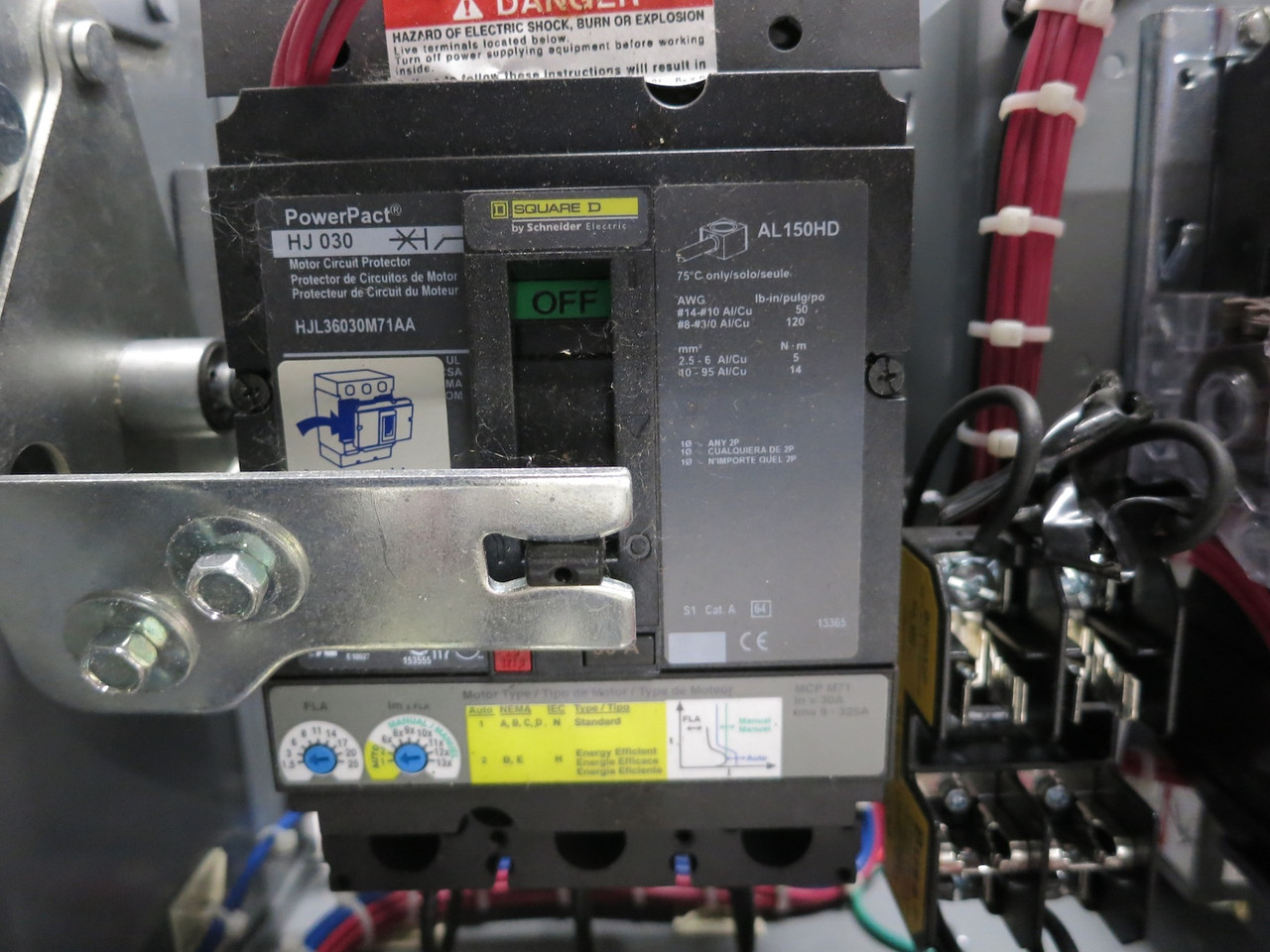 Square D Model 6 30 Amp Breaker Size 1 Starter 12" MCC Bucket 30A HJL36030M71AA (DW7930-2)