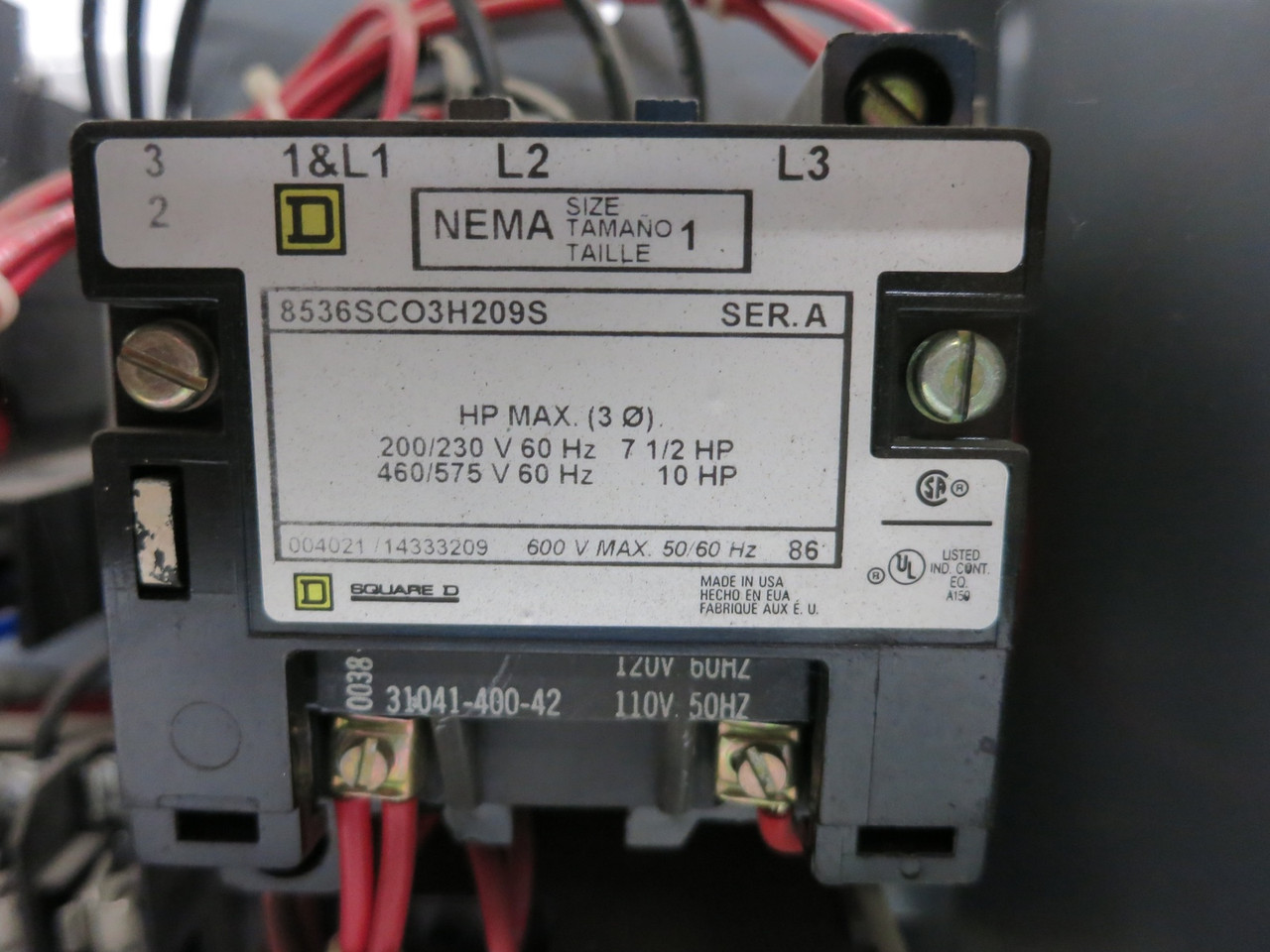 Square D Model 6 30A Fusible Size 1 Starter 12" MCC Bucket 30 Amp 8536SCO3H209S (DW7927-19)