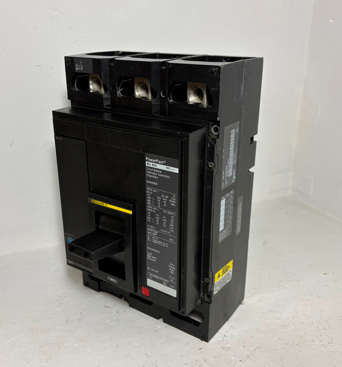 Square D MGM36800 800A PowerPact Circuit Breaker MG 800 Amp 480/600V 3P MG800 (EM5810-1)