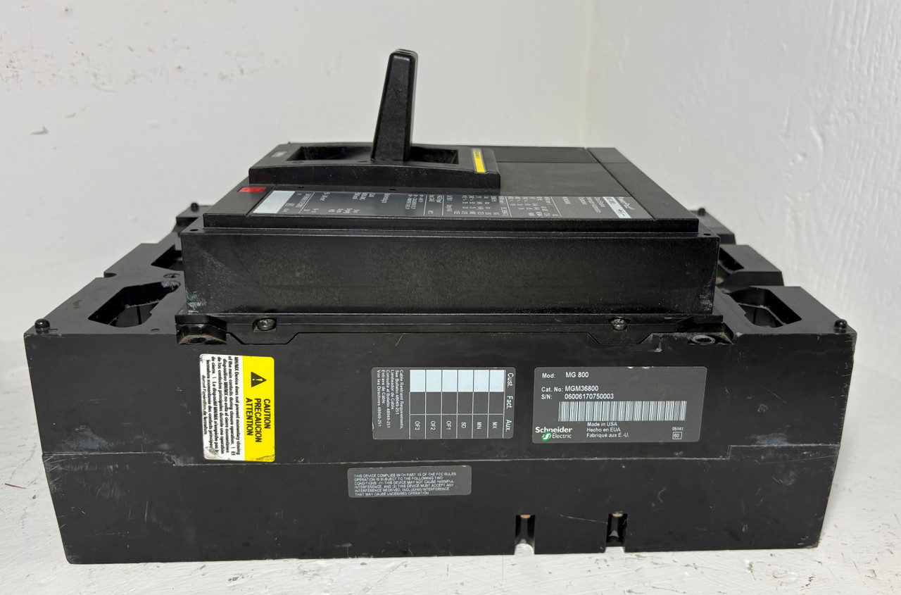 Square D MGM36800 800A PowerPact Circuit Breaker MG 800 Amp 480/600V 3P MG800 (EM5810-1)