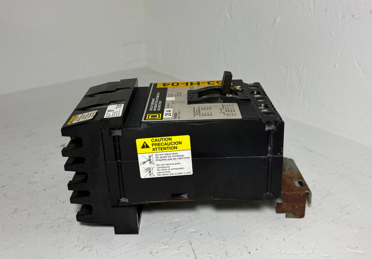 Square D I-Line FH36020 20A Circuit Breaker 480/600V 3 Pole Type FA 20 Amp HACR (EM5818-2)