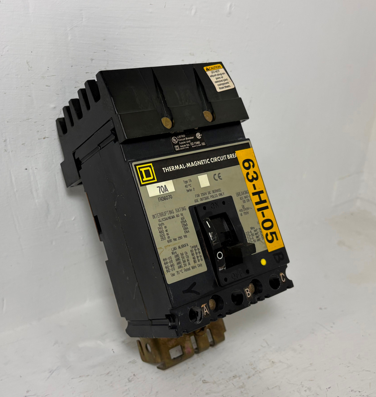 Image of Square D I-Line FH36070 70A Circuit Breaker 480/600V 3 Pole Type FA 70 Amp 3P