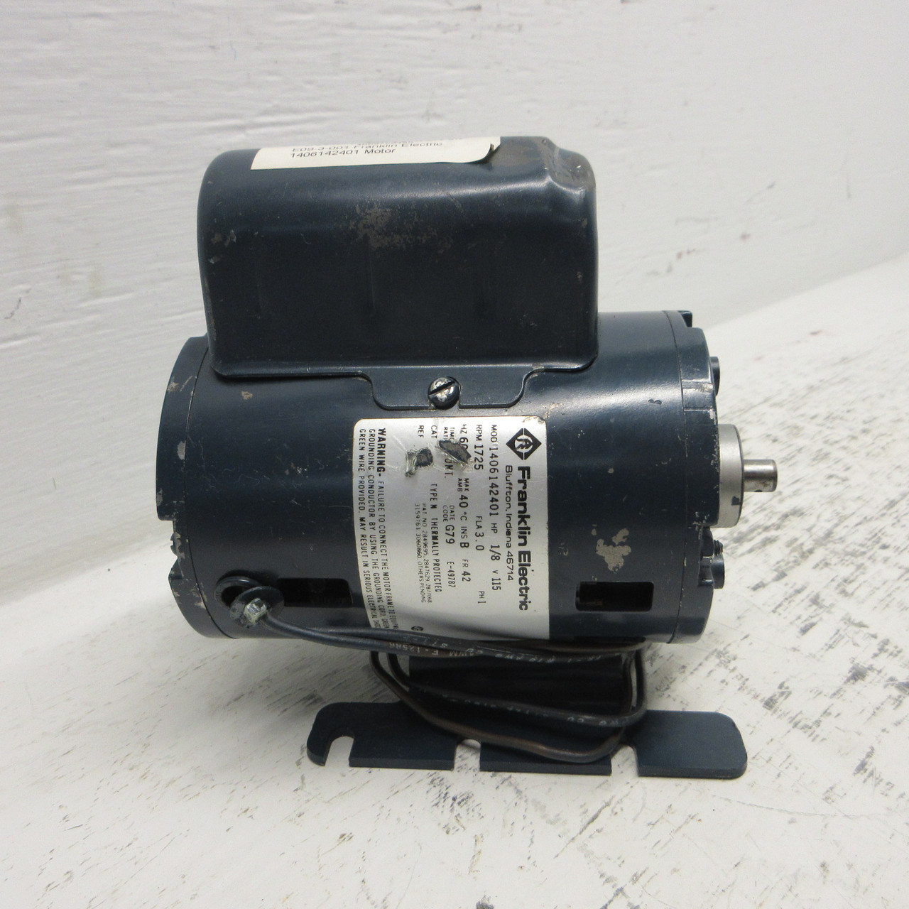 NEW Franklin Electric 1406142401 1/8HP 115V 1725RPM 1PH 3.0 FLA Cont. Ins B NNB (AH0981-24)