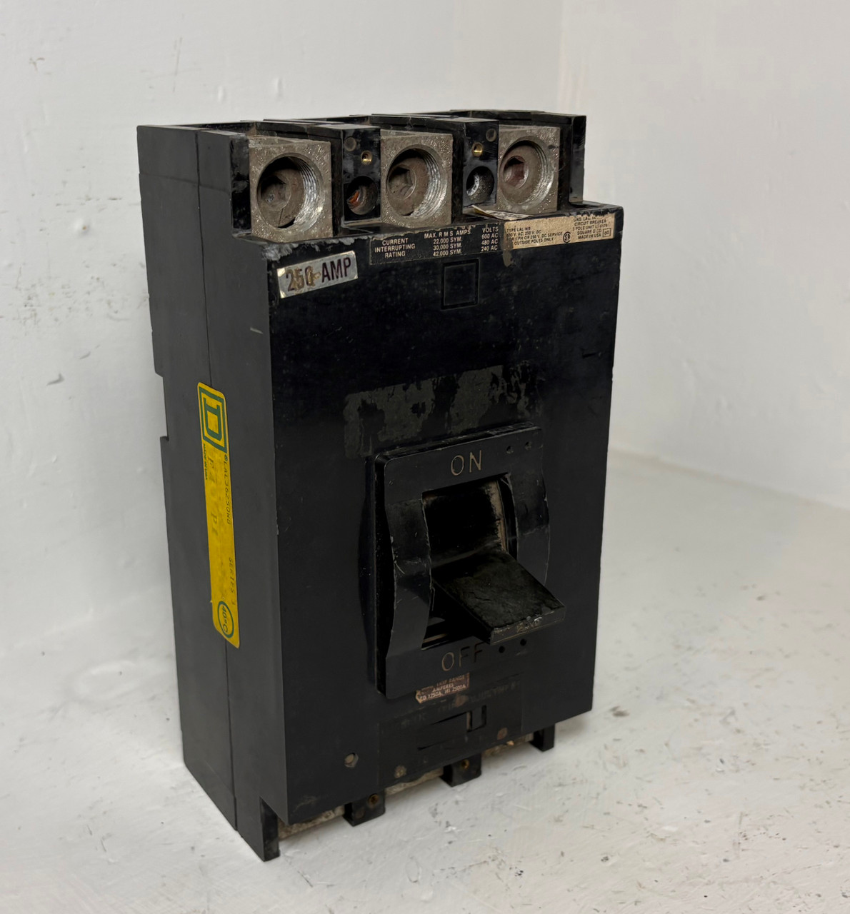 Image of Square D LAL36250WB 250A Circuit Breaker Black 480/600V LAL 3P LAL36250 250 Amp