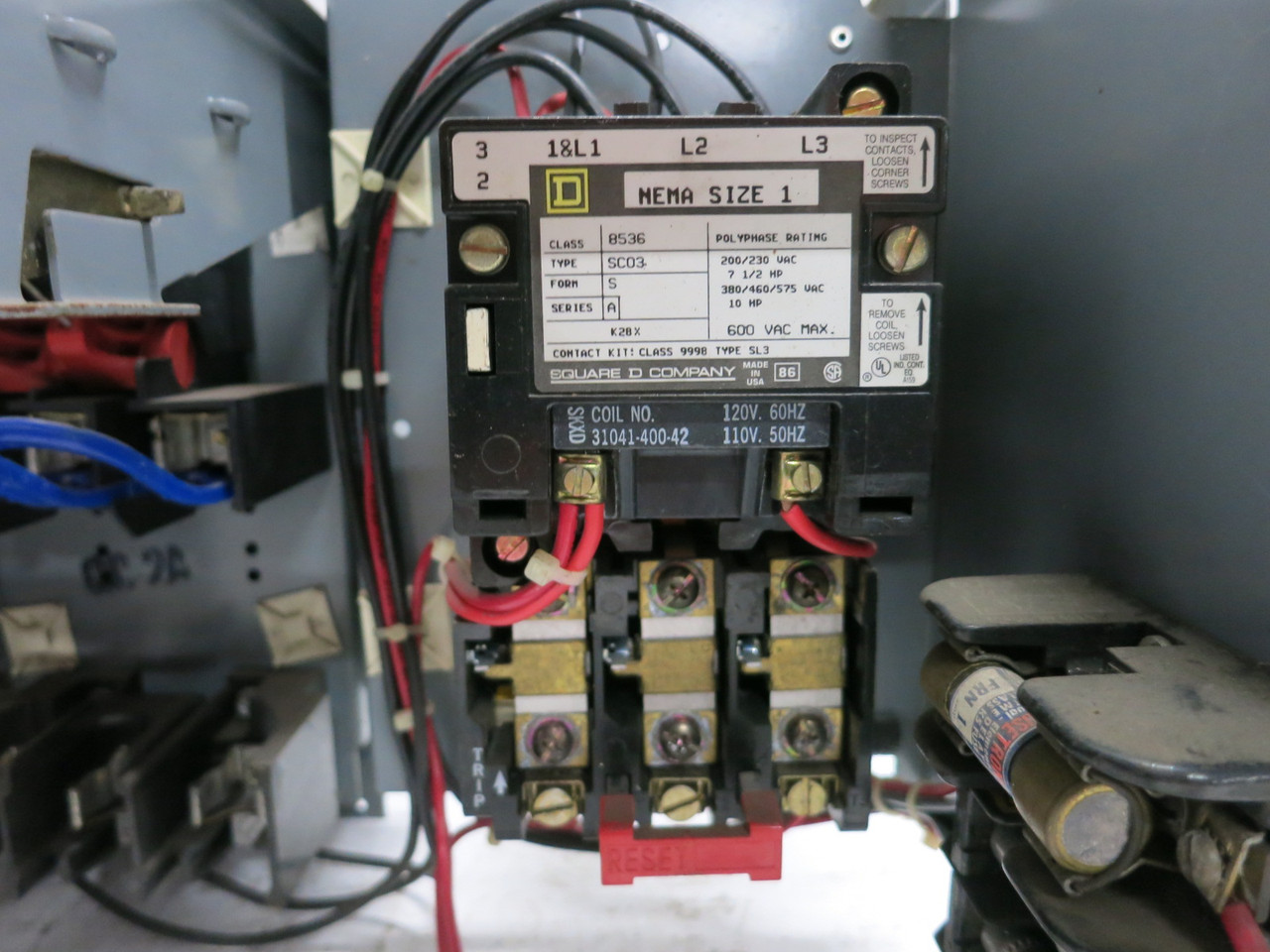 Square D Model 5 30A Fusible Size 1 Starter 12" MCC Bucket 8536SCO3S 30 Amp (DW7947-3)