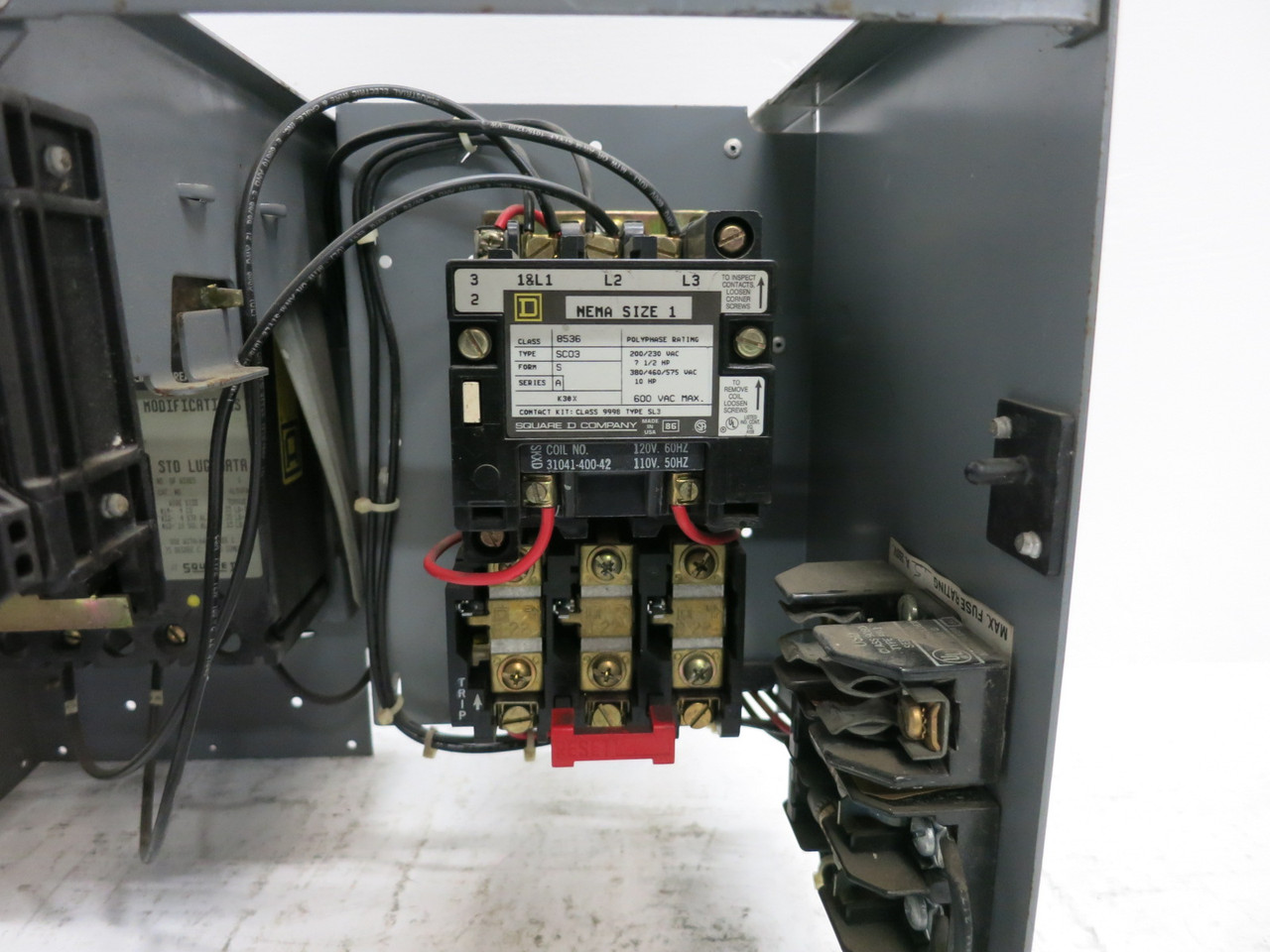 Square D Model 5 30A Breaker Size 1 Starter 12" MCC Bucket 30 Amp 8536SCO3S (DW7948-4)