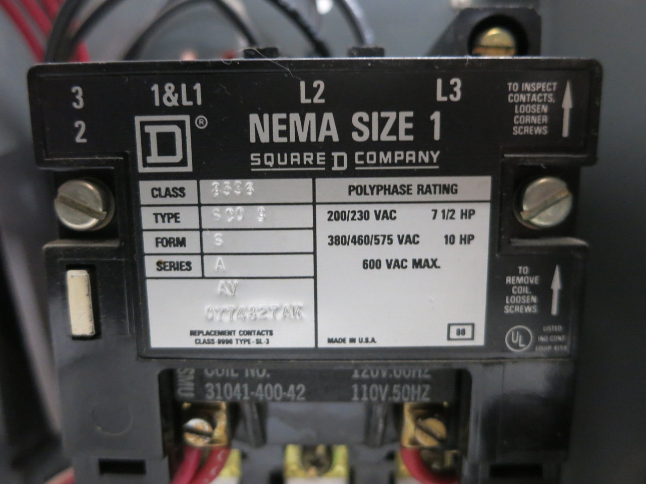 Square D Model 5 3A Breaker Size 1 Starter 12" MCC Bucket 3 Amp 8536SCO3S (DW7950-1)