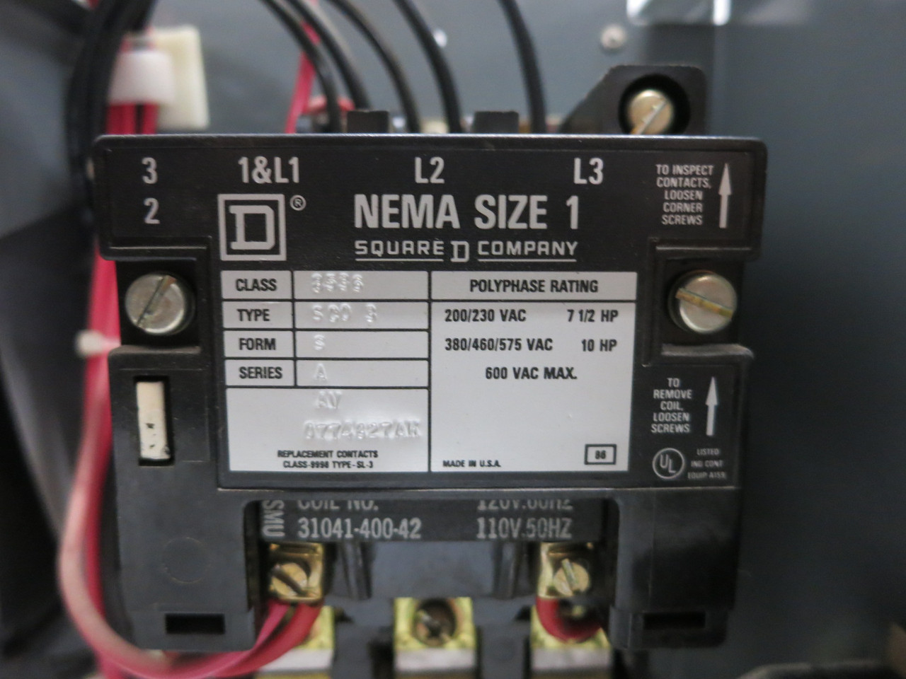 Square D Model 5 7A Breaker Size 1 Starter 12" MCC Bucket 7 Amp 8536SCO3S (DW7949-2)