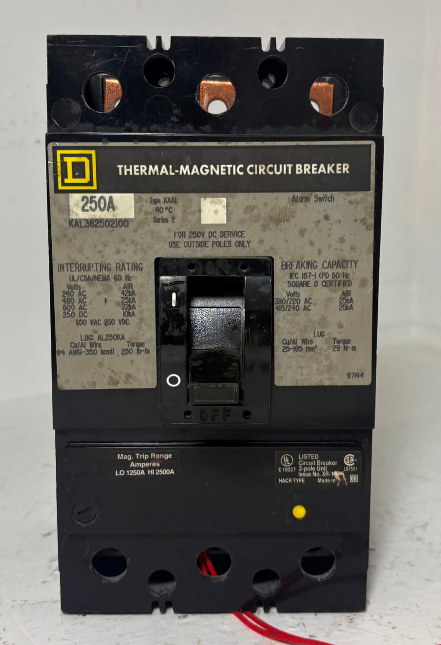Square D KAL362502100 250A Circuit Breaker w/ Alarm Switch KAAL KAL36250 250 Amp (EM5833-1)
