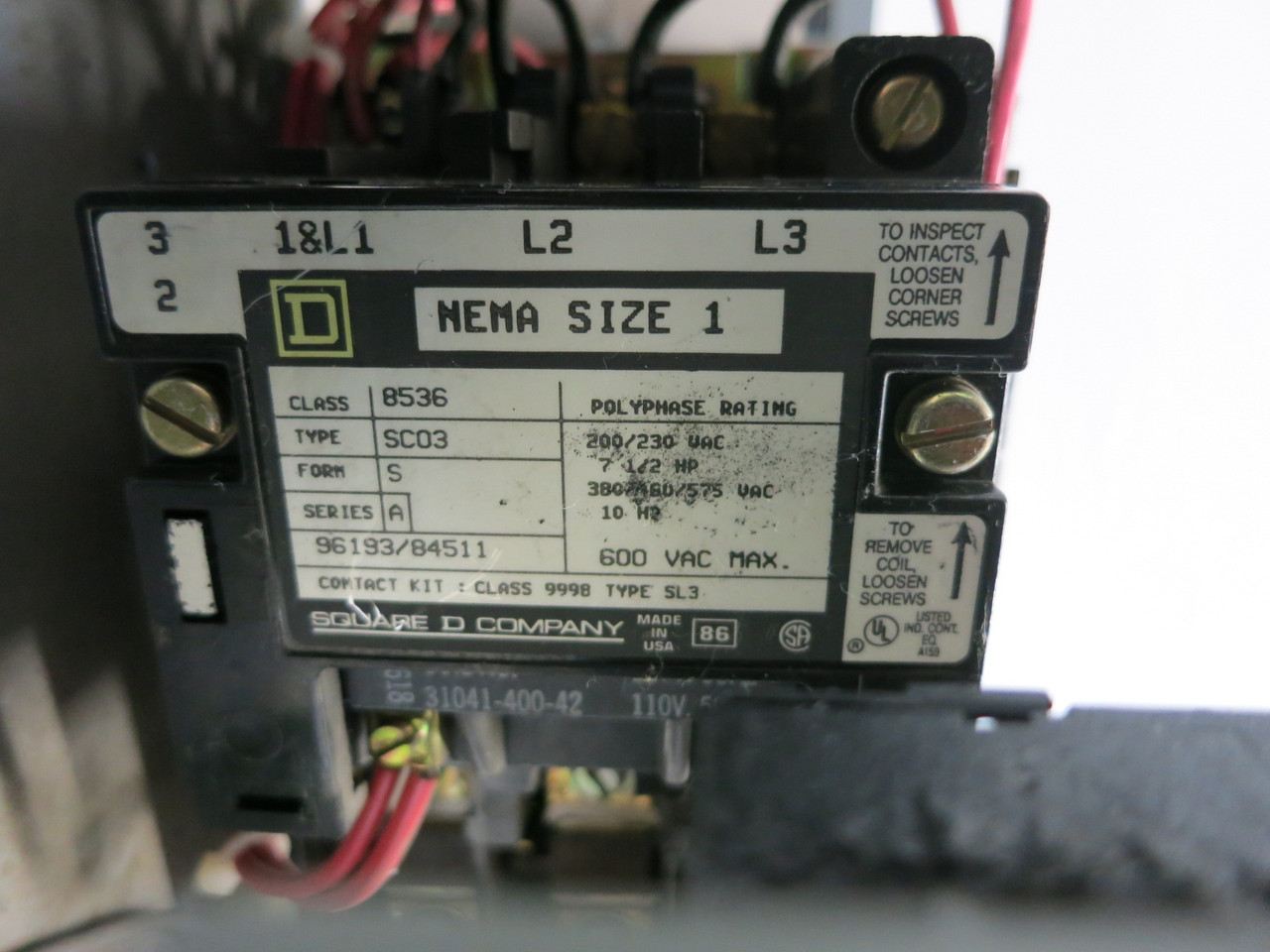 Square D Model 6 3A Breaker Size 1 Starter 6" Compact MCC Bucket 3 Amp GJL 8536 (DW7957-1)