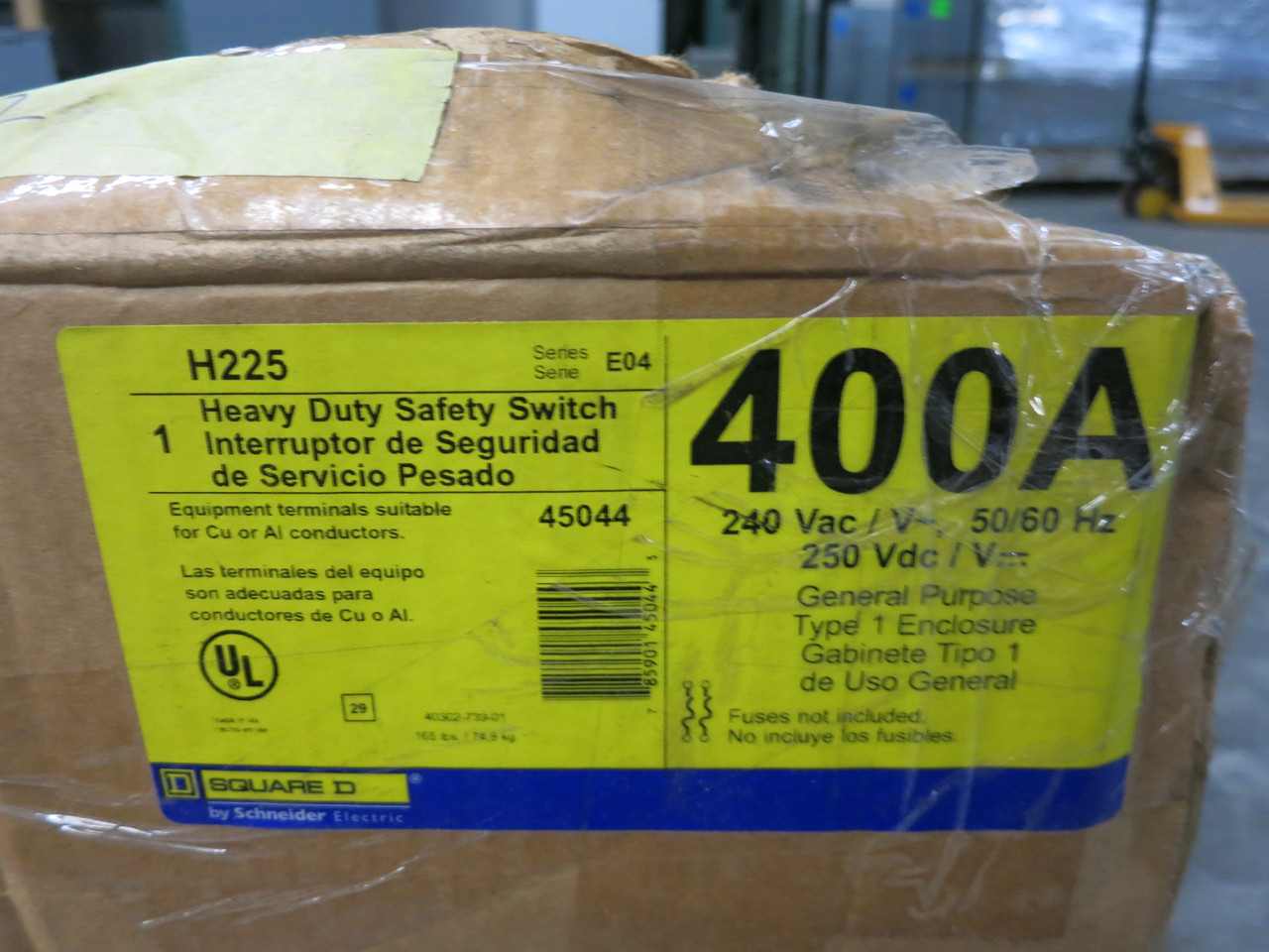 NEW Square D H225 400A 240V Fusible Safety Switch Disconnect 2P 400 Amp 250 VDC (DW7958-8)