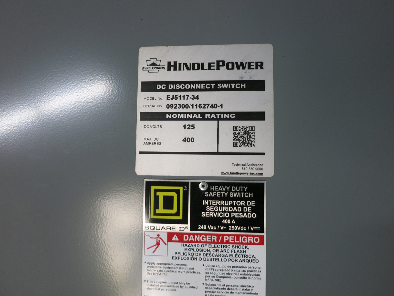 NEW Square D H225 400A 240V Fusible Safety Switch Disconnect 2P 400 Amp 250 VDC (DW7958-8)