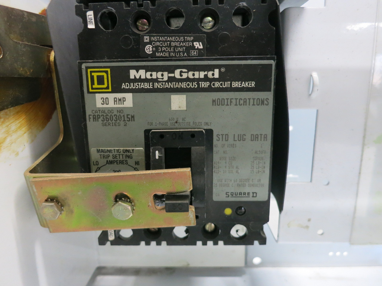 Square D Model 6 30A Breaker Feeder 12" MCC Bucket Mod 6 30 Amp FAP3603015M (DW7954-1)