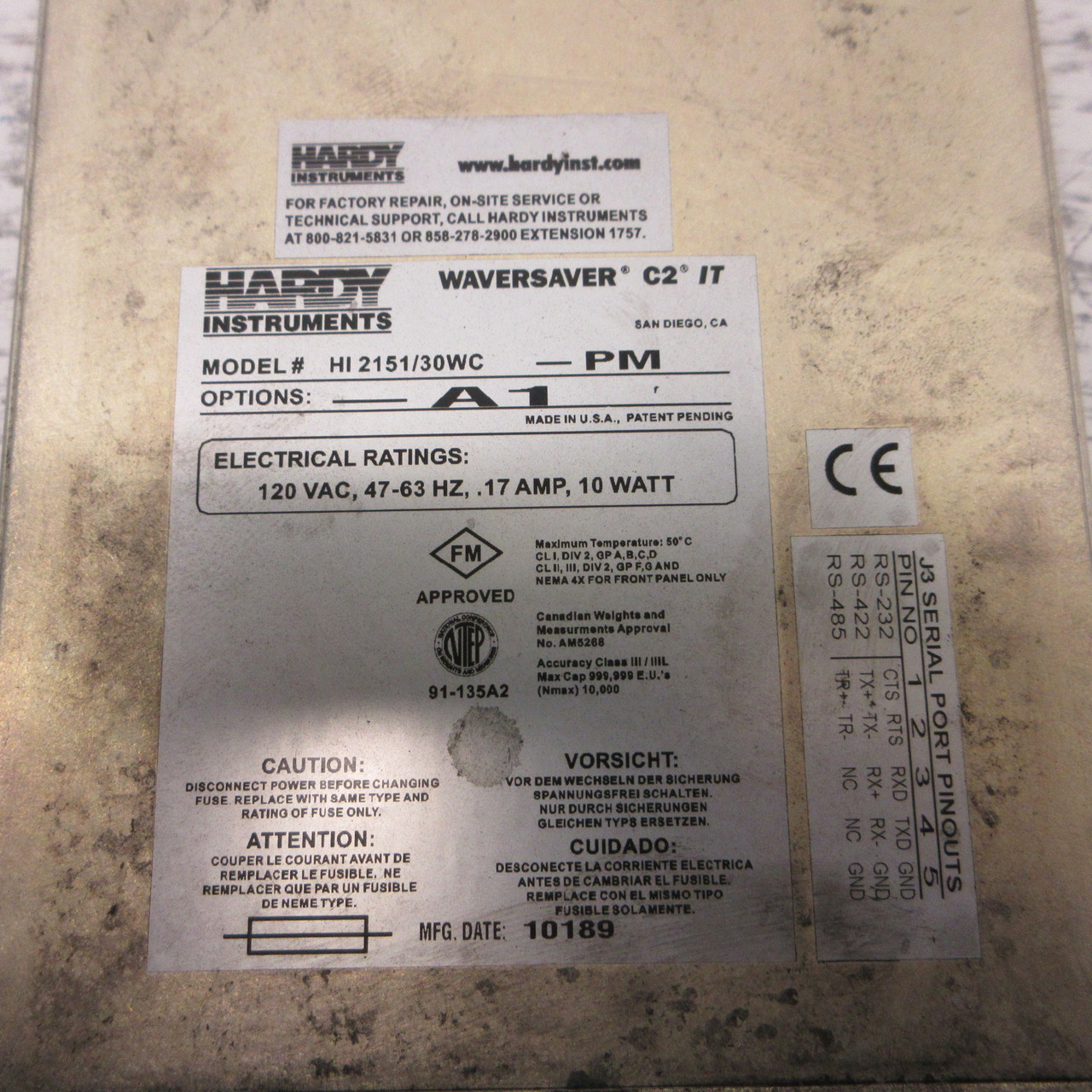 Hardy Instruments HI2151/30WC-PM-A1 Waversaver C2 IT Weight Controller 120V 17A (AH0986-1)
