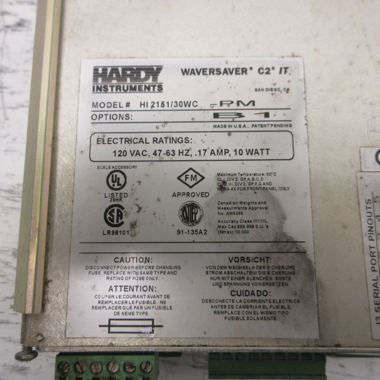 Hardy Instruments HI2151/30WC-PM-B1 Waversaver C2 IT Weight Controller 120V 17A (AH0987-1)