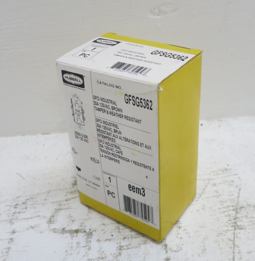 NEW Hubbell GFSG5362 20A 125V Industrial Outlet Receptacle GFCI AUTOGUARD 20 Amp (DW7962-7)