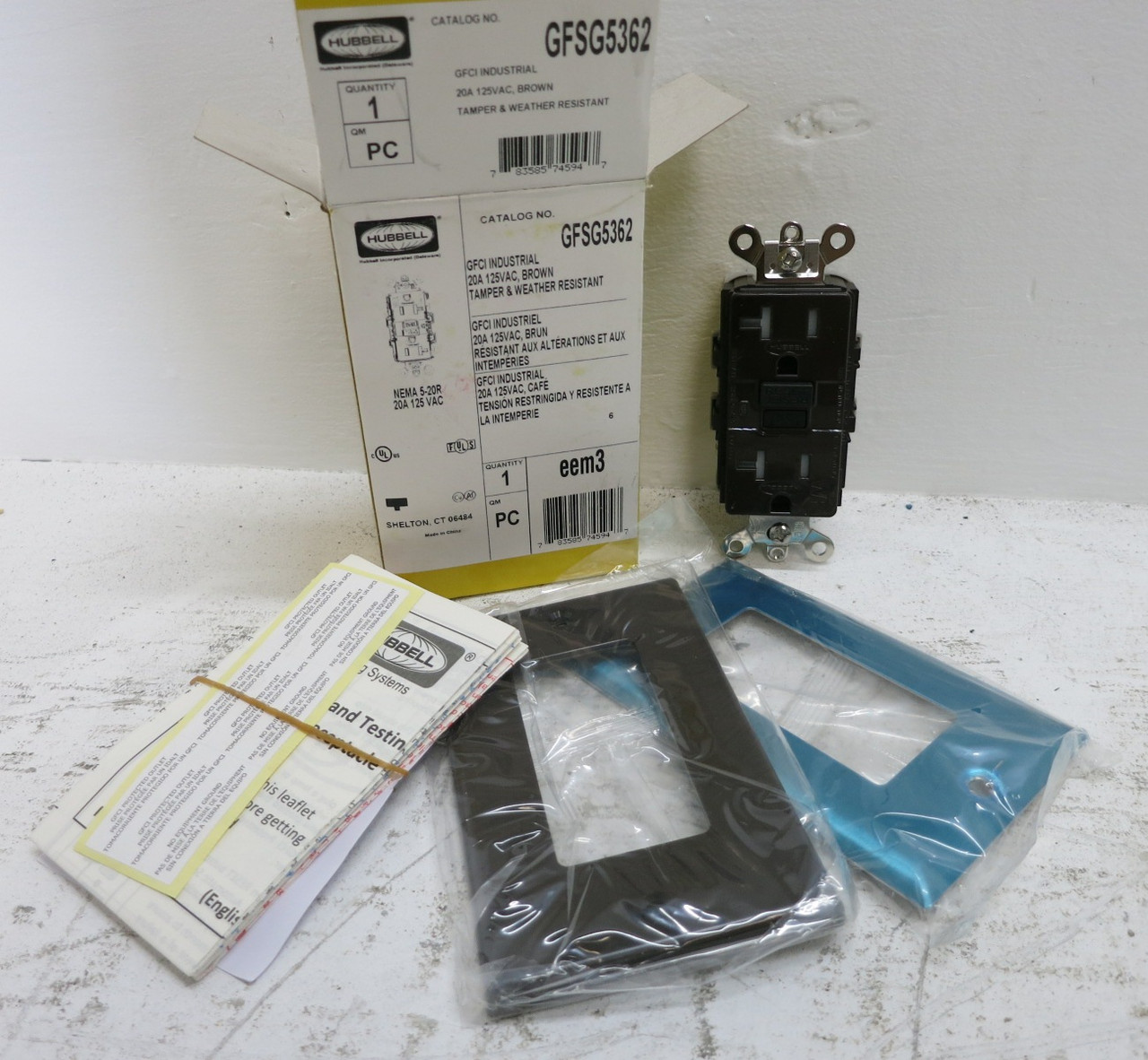 NEW Hubbell GFSG5362 20A 125V Industrial Outlet Receptacle GFCI AUTOGUARD 20 Amp (DW7962-15)