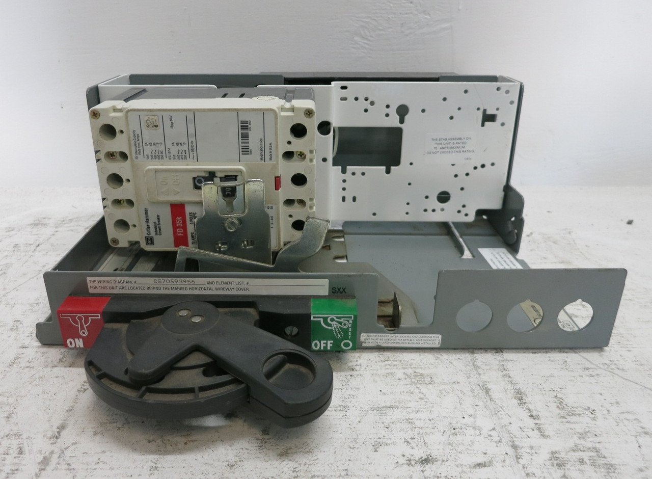 Allen Bradley 2100 Centerline 70A Breaker Feeder 6" MCC Bucket 70 Amp FD3070 (DW7965-1)