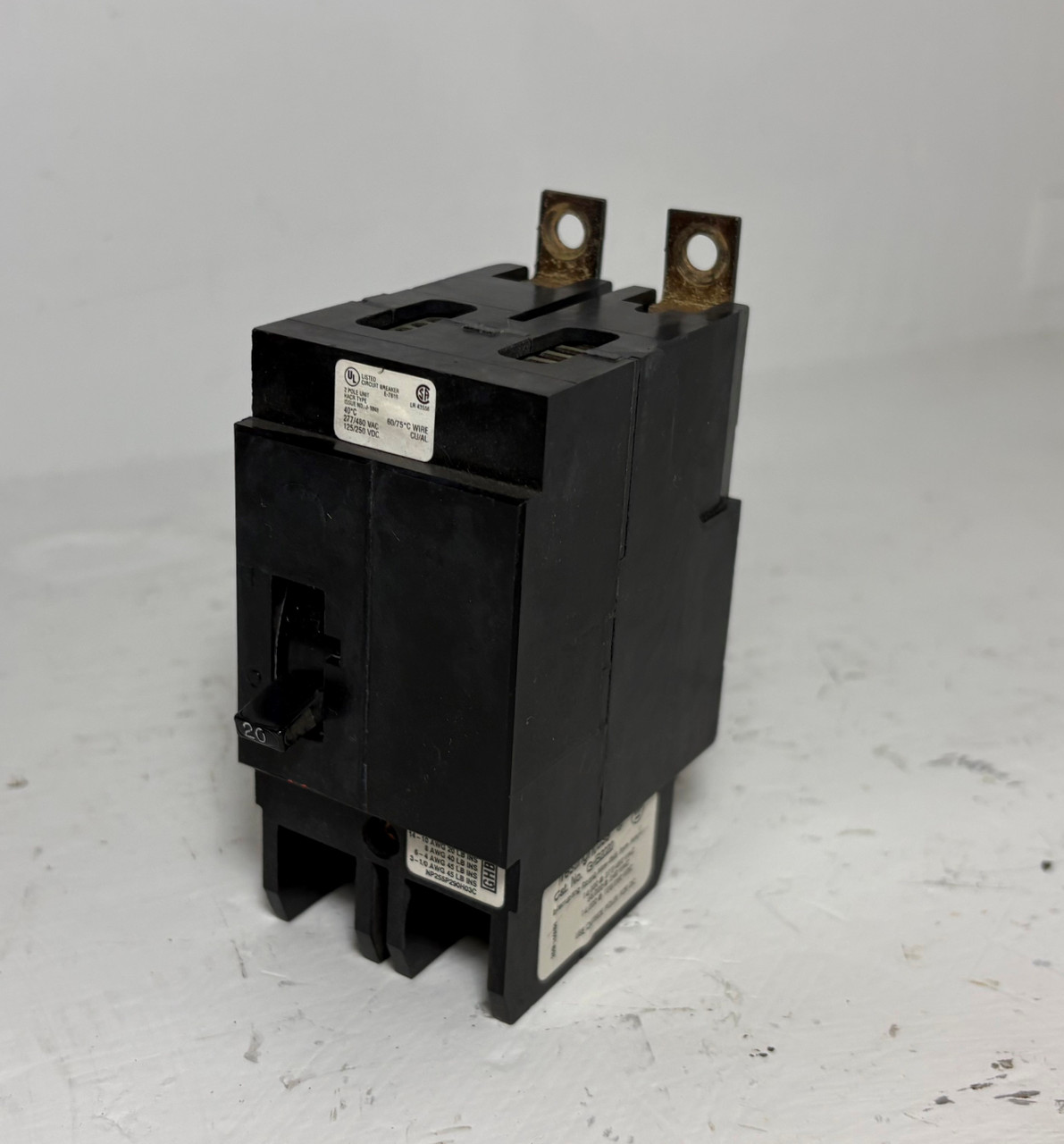Westinghouse GHB2020 20A 2P Circuit Breaker 277/480 VAC GHB 20 Amp 2 Pole HACR (EM5840-9)