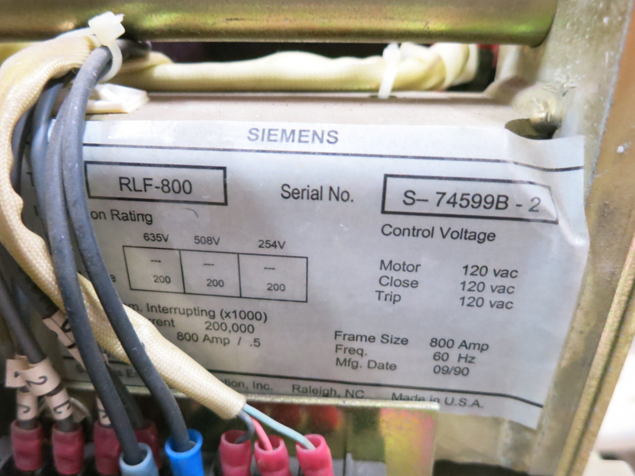 Siemens RLF-800 800A Air Breaker LSIG Static Trip III RMS-TSIG-TZ-CPX 800 Amp (DW7978-1)