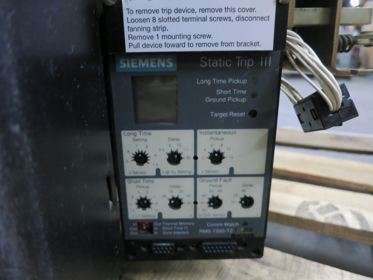 Siemens RLF-800 800A Air Breaker LSIG Static Trip III RMS-TSIG-TZ-CP 800 Amp (DW7975-1)