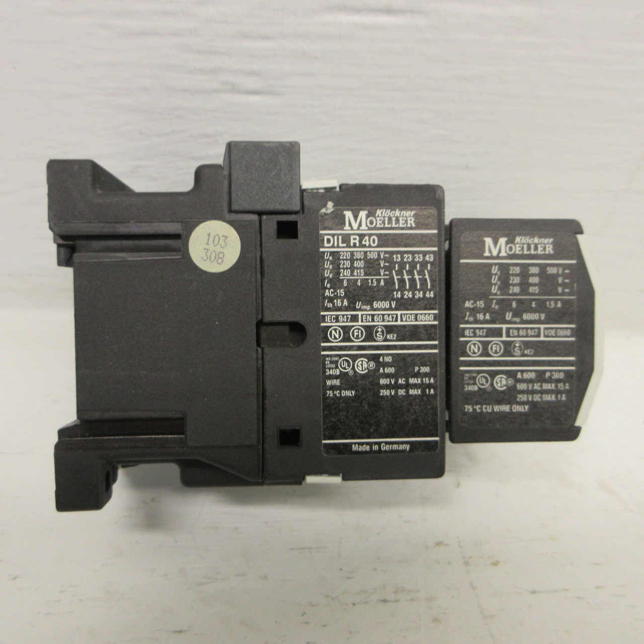 Klockner Moeller DILR40 Motor Contactor 600VAC 110/120V Coil DILR-40 w/ 04 DIL (AH1011-63)