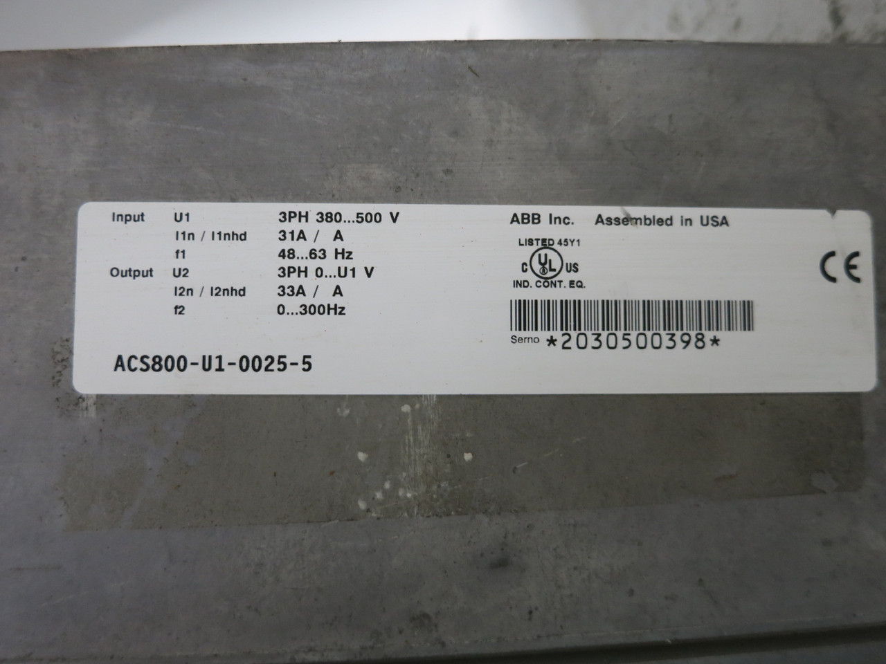 ABB ACS800-U1-0025-5 25 HP AC VS Drive ACS-800 480V VFD 380-500V 25HP ACS800 (DW7984-1)
