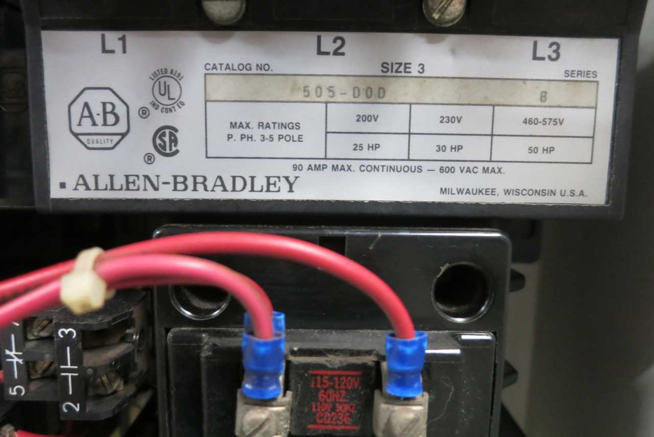 Allen Bradley 2100 Size 3 Reversing Starter 100A Fusible 46" MCC Bucket 100 Amp (BJ1083-1)