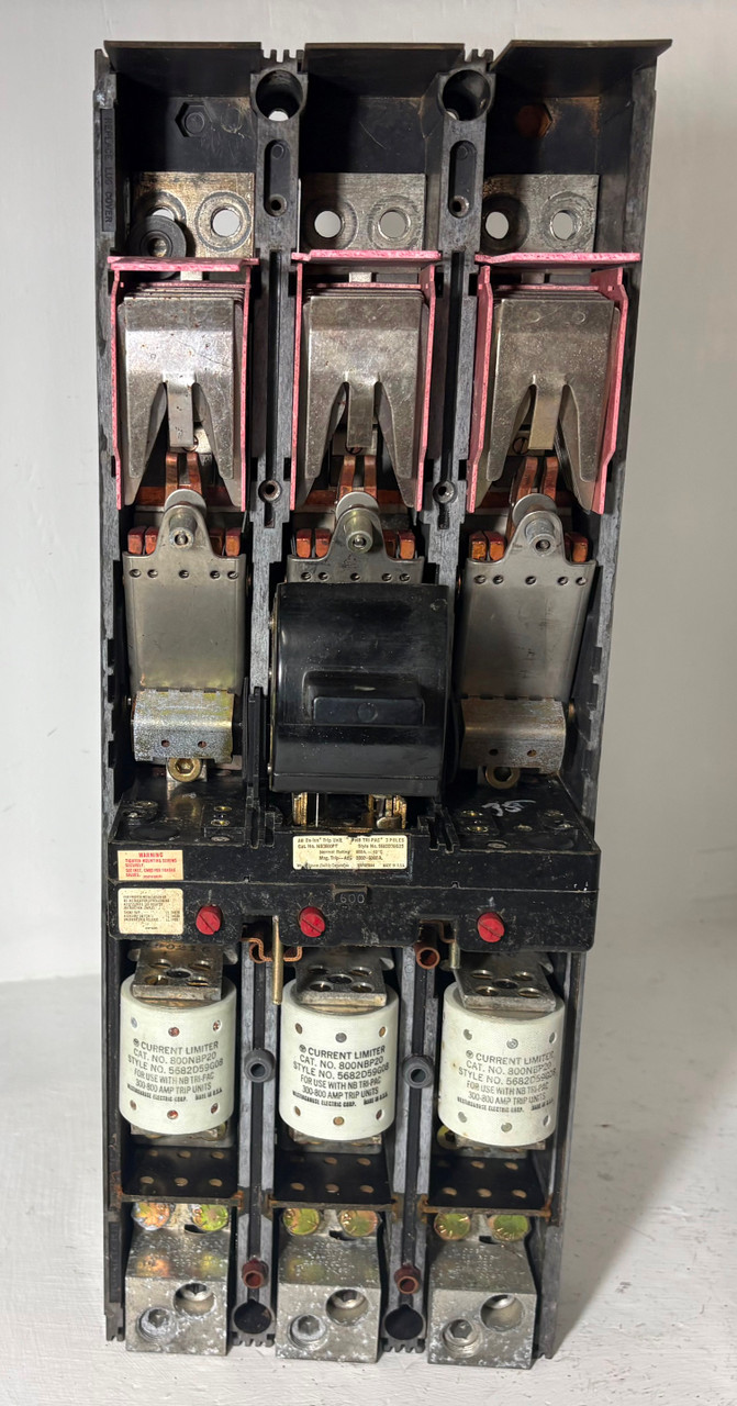 Westinghouse NB3800PF 800A Tri-Pac De-Ion Circuit Breaker w/ 600 Amp Trip NB3600 (EM5846-1)