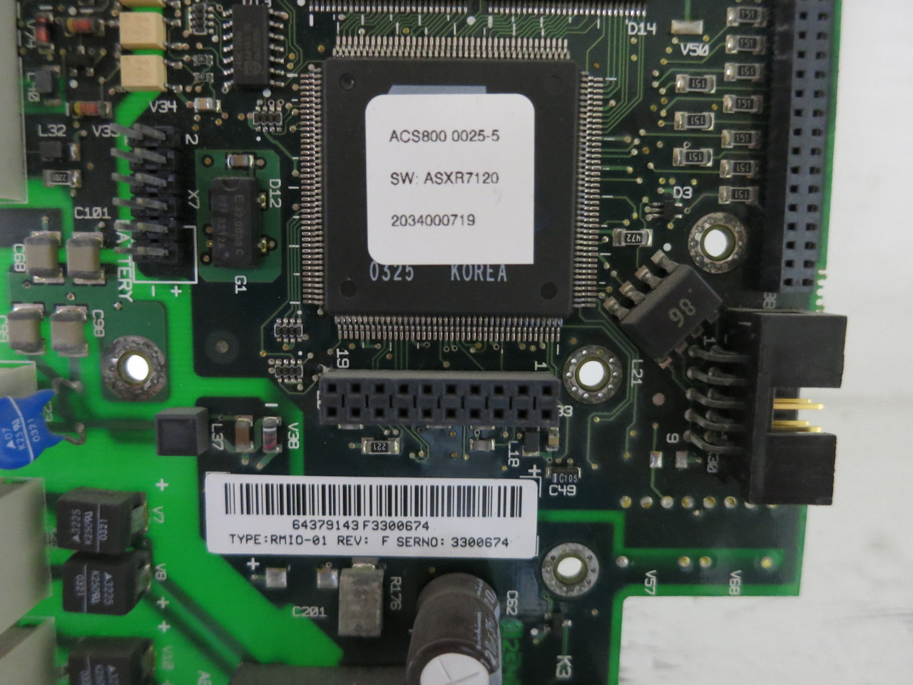 ABB 64379143 RMIO-01 Rev F VS Drive Control Board ACS800 BAU RMI0-01 OY ACS-800 (DW7994-1)