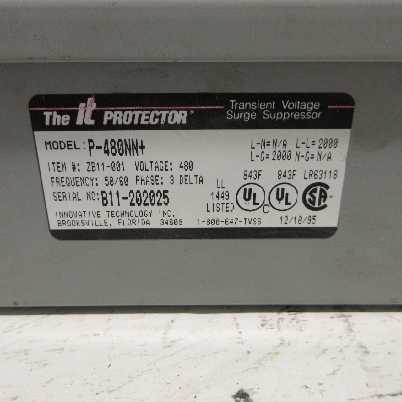 The IT Protector P-480NN+ Transient Voltage Surge Suppressor 3PH 480V ZB11-001 (AH1029-1)