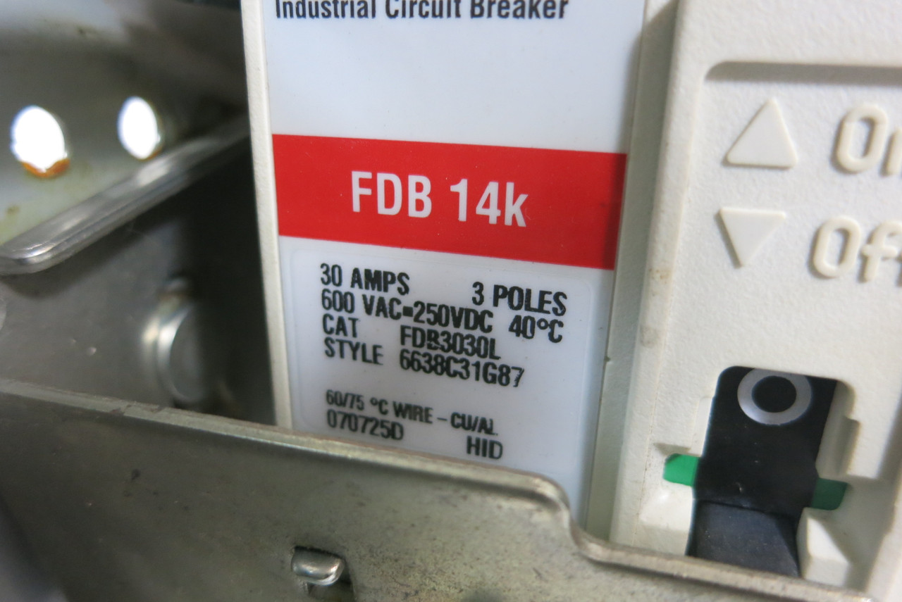 Allen Bradley 2100 Centerline 30A Breaker Feeder 6" MCC Bucket 30 Amp FDB3030L (BJ1084-4)