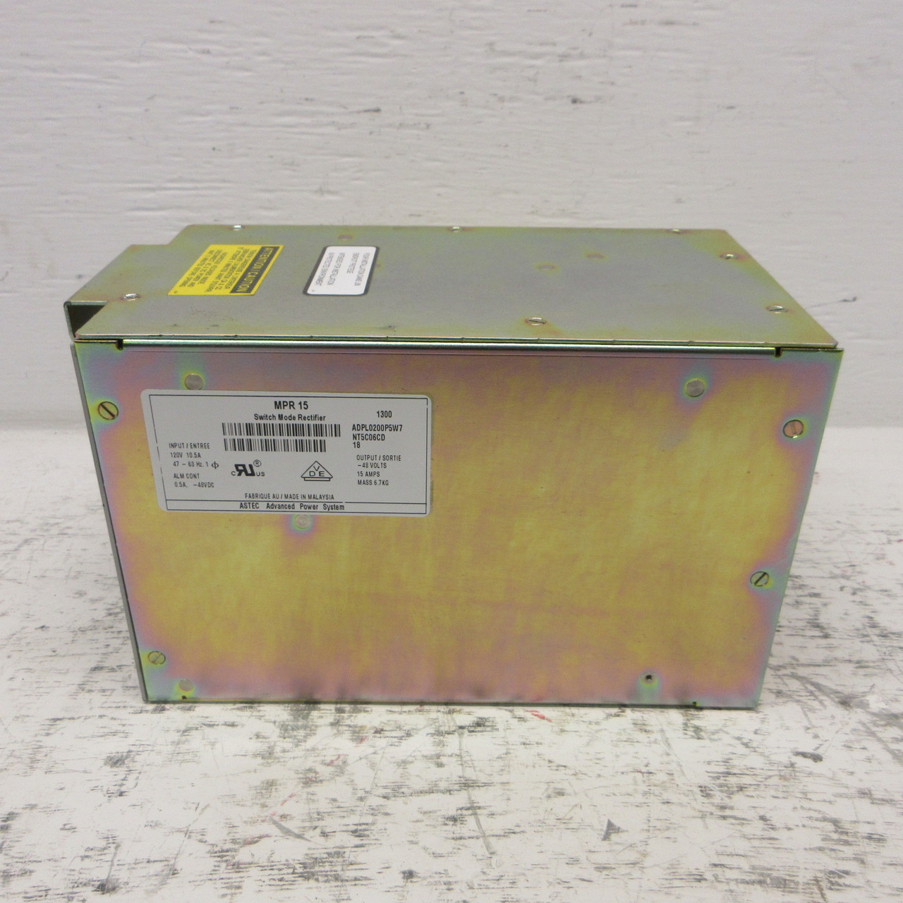 ASTEC Advanced Power System MPR 15 Switch Mode Rectifier NT5C06CD 18 15A 120VAC (AH1041-1)