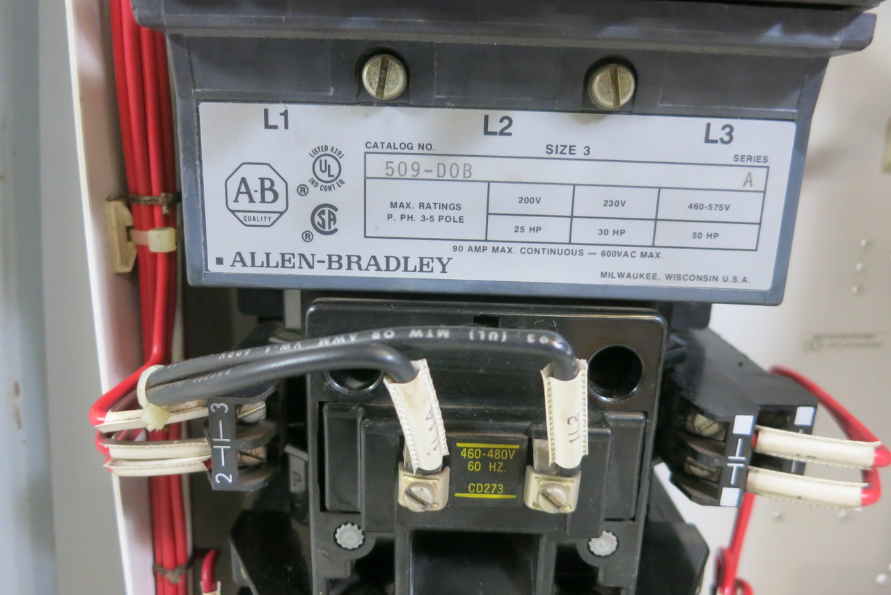 Allen Bradley 2100 Centerline Size 3 Starter 100A Fusible 33" MCC Bucket 509-DOB (BJ1085-1)