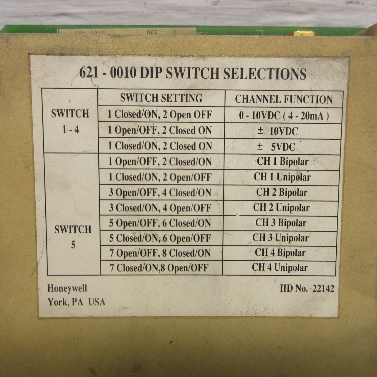 Honeywell 621-0010-V Analog Output Module PLC 6210010 Out 62-10010 RC PLC Card (AH1046-1)