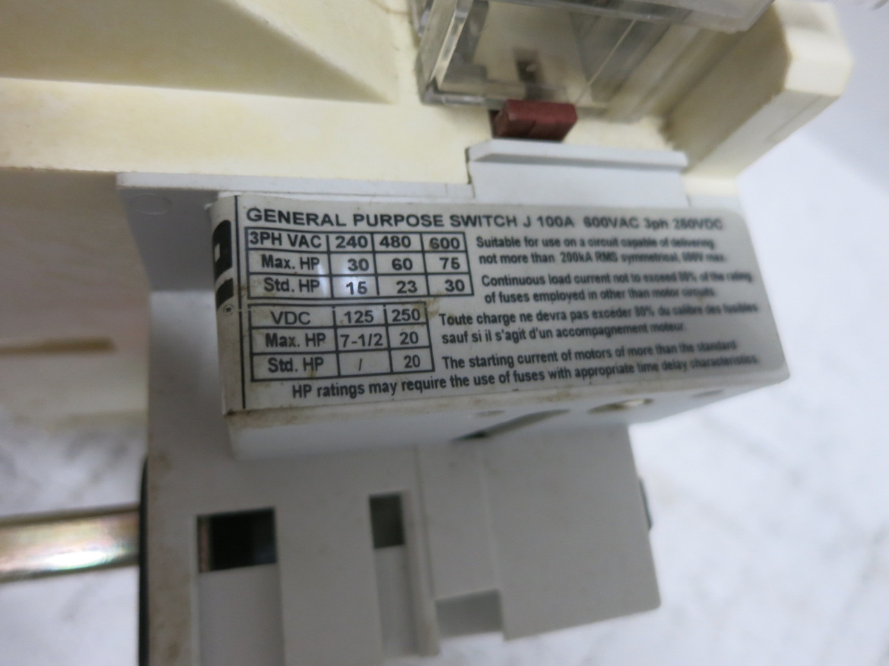 Telemecanique GS1JU3 100A 600V Fusible Switch J100A GS1-JU-3 100 Amp Disconnect (DW8010-1)